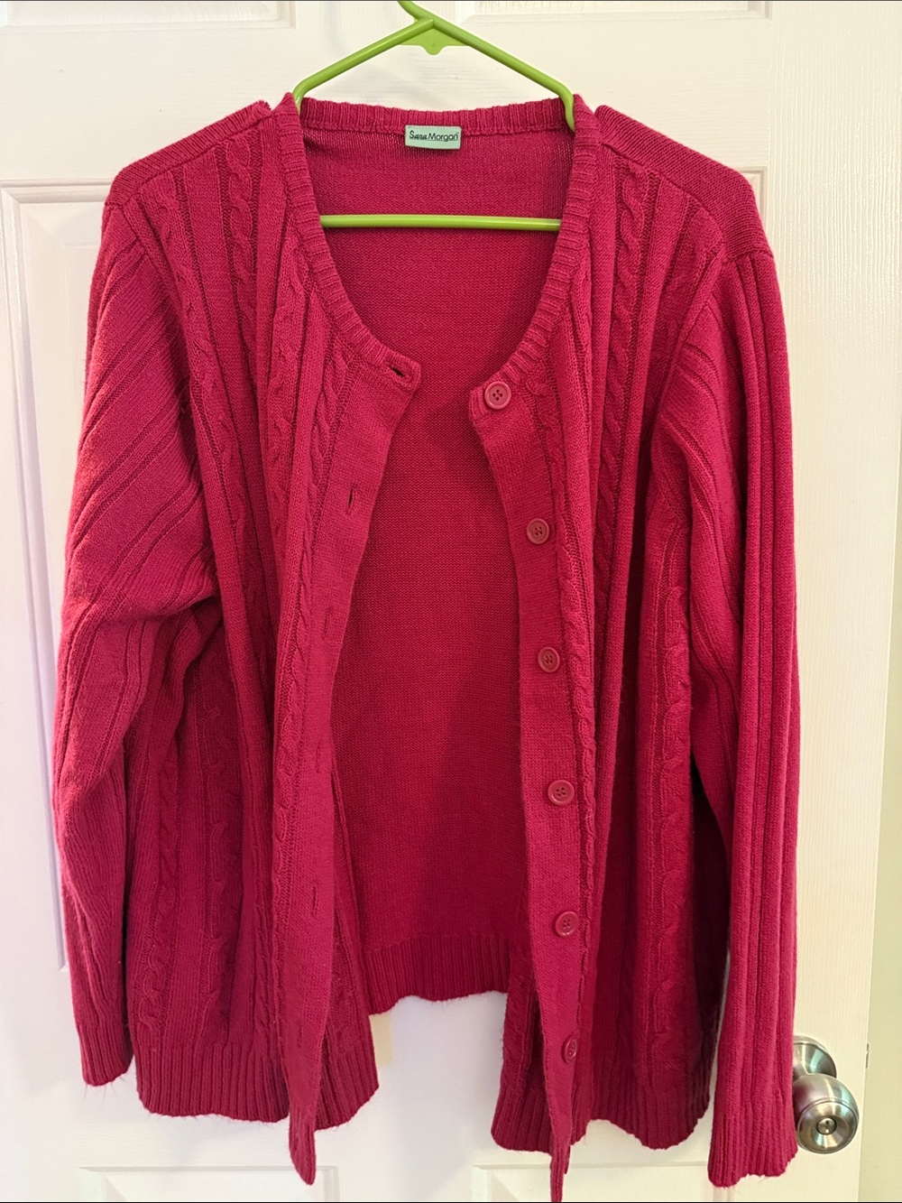 Saks Fifth Avenue Raspberry Cable-Knit Button Cardigan